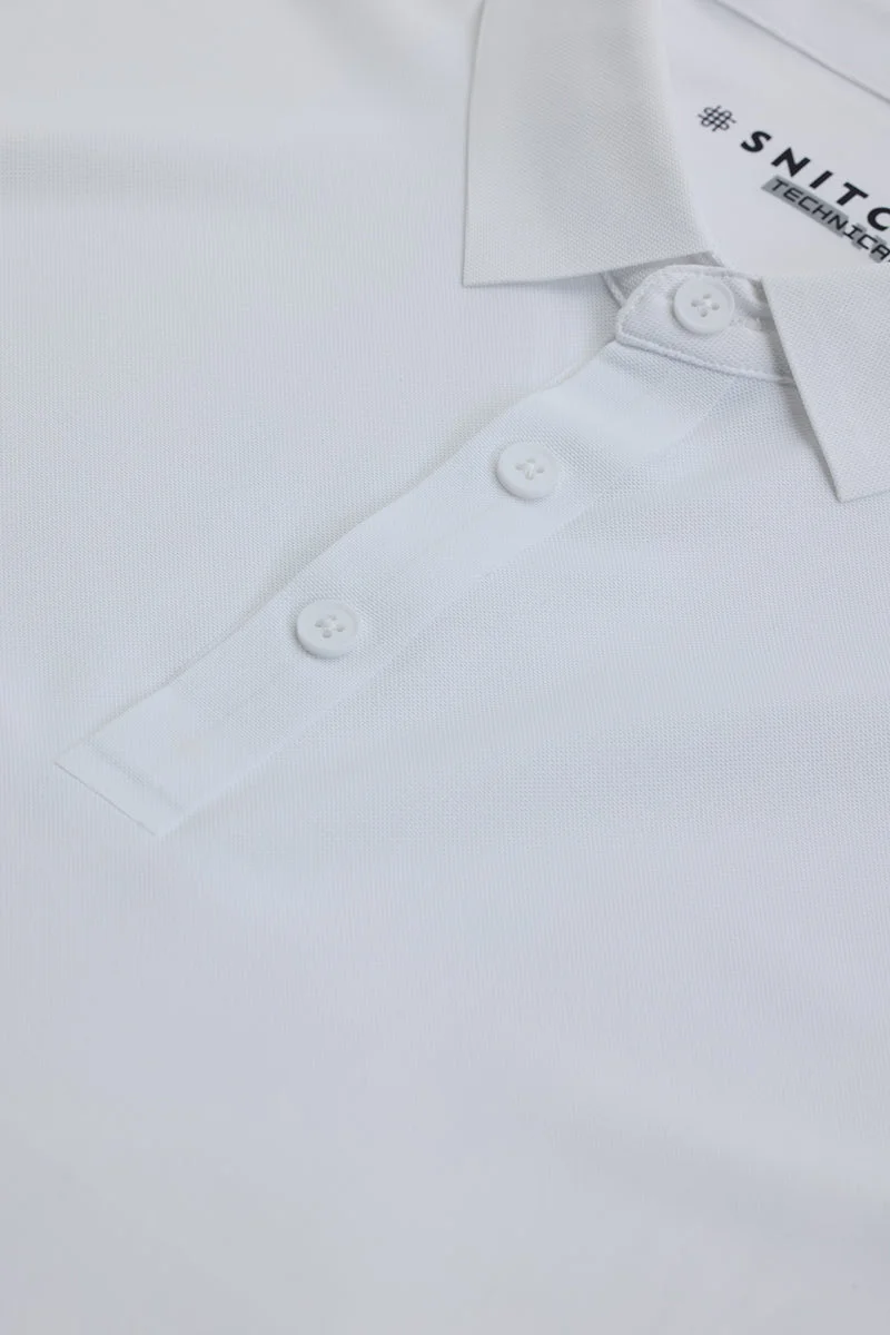 سنيتش White Technical Stitchless Polo T-Shirt